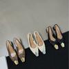French Premium Bag Head Sandals Fairy Shoes Leather High Heels Evening Single Shoes