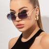 1pc Women's Metal Frameless Square Small Frame Hollow Design Vintage Sexy Elegant Decorative Fashion Glasses, Suitable For Daily, Holiday