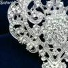 Broche Coeur Scintillant Élégante pour Femmes Badge Épingle de Reverence Strass pour Robe Formelle Costume Accessoire Quotidien