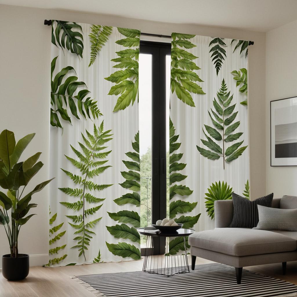 2pcs HD Southeast Asia Rainforest Green Leaf Curtain Green Tie Digital Printed Curtain Home Decoration Style Decorate Living