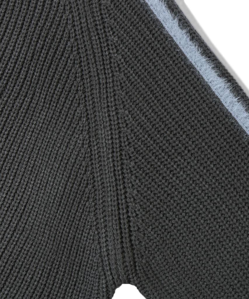 TRILLION Washable Hairy Brush Track Zip-Up Knit (Charcoal)