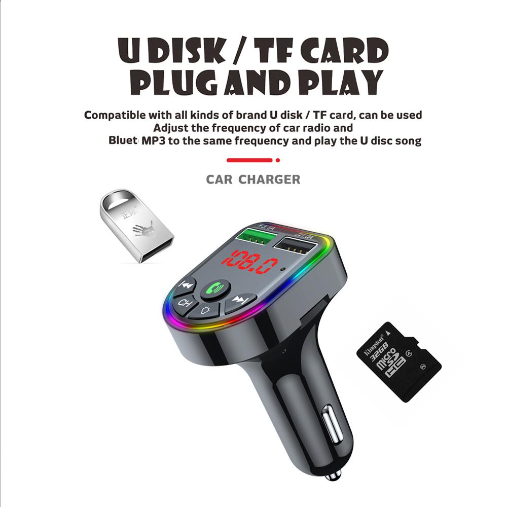 Car Bluetooth 5.0 FM Transmitter Wireless Handsfree Audio Receiver MP3 Player LED 3.1A Dual USB Fast Charger Car Accessories Kit