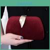 Fashion Velvet Evening Clutch With Metal Leaf Decor For Party And Formal Events
