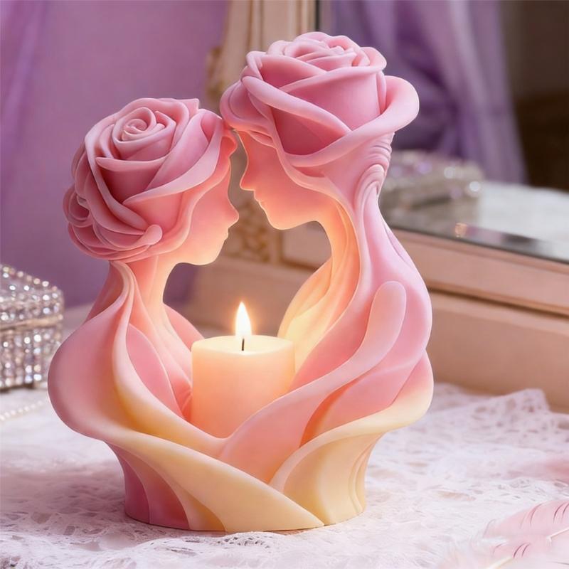 Rilasci Facili Stampo Flessibile in Silicone Coppia di Rose per Candele Profumate Sapone Artigianato Multiuso per Alimenti
