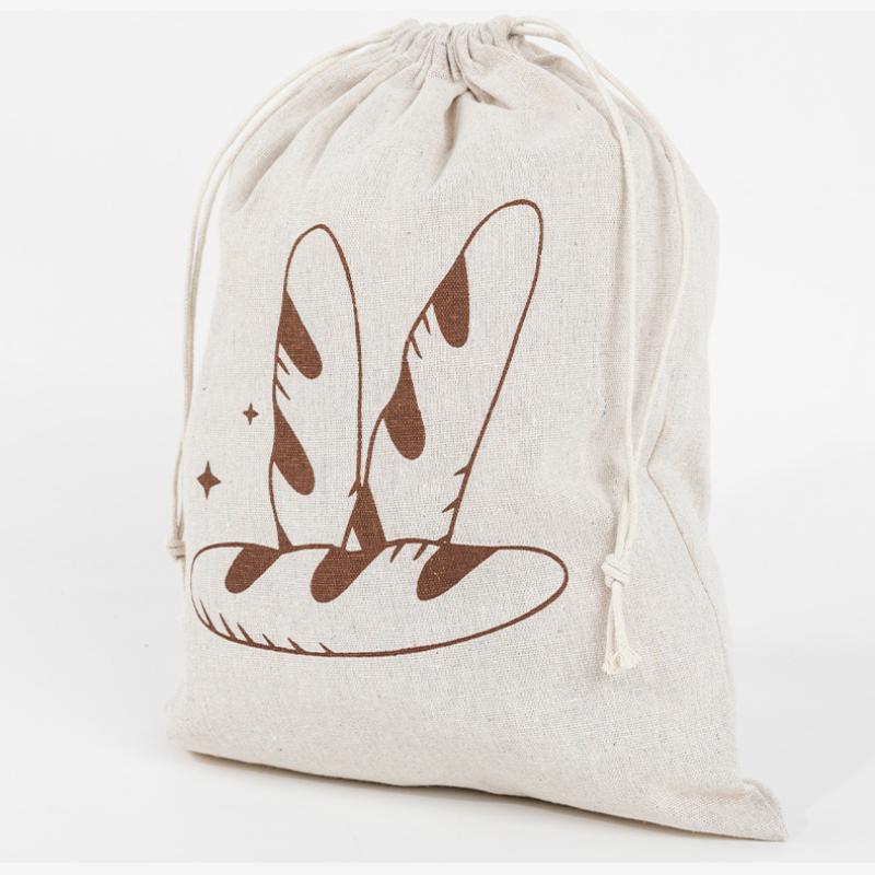 Linen Bread Bag Reusable Baguette Cotton Drawstring Storage Bag Loaf Homemade Bread Fresh Eco Friendly Keeping For Baguette