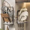 Porta Coperchi Pentole da Parete Scaffale Porta Coperchi Pentole da Cucina Organizer Senza Foratura con Vaschetta Raccogli Gocce Rimovibile