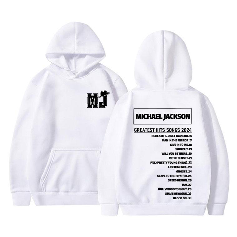 Klassischer Vintage Michael Jackson Greatest Hits Songs 2024 Hoodie Herren Damen Gothic Punk Sweatshirt Herren Rock Übergroße Streetwear