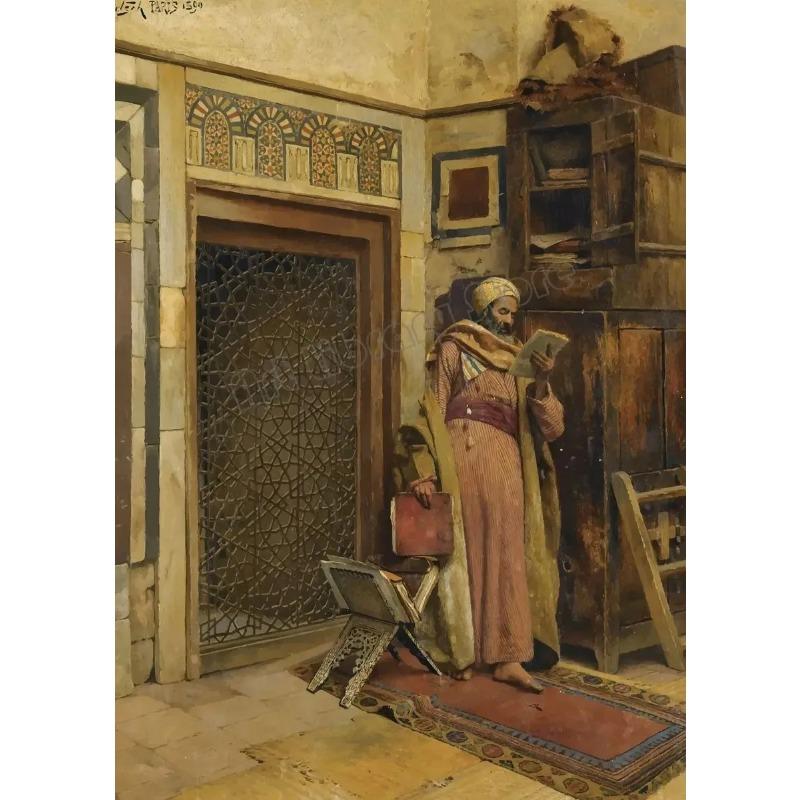 Gerome Klassisches Kunstwerk Araber Lebende Landschaft Poster Arabischer Teppichhändler Wandkunst Bilder Leinwandbild für Zuhause Zimmer De