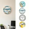 2D Flat Wooden Wall Clock Silent Quartz Movement Hand-Painted Clock Home Office Bedroom Living Room Digital Analog Clock Decoration