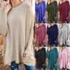 Spring Autumn Long Sleeve Round Neck T-shirt Casual Solid Top Women's Pocket Loose T Shirts