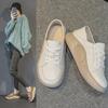 2025 Autumn Women's White Cowhide Thick Sole Height-Enhancing Retro Lace-Up Breathable Casual Shoes