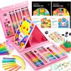 Kunstset met Gekleurde Solide Kleurpotloden en Waterverfpotloden, Inclusief Draagbare Opbergdoos. Een Geweldig Cadeau voor Basisschoolkinderen en 335-Delig