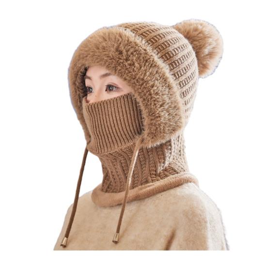 Yousheng Knitted Hat Women Windproof Insulated Design Soft Fleece Lining 3-in-1 Winter Warm Hat Outdoor Adventures Skiing Hiking Headgear