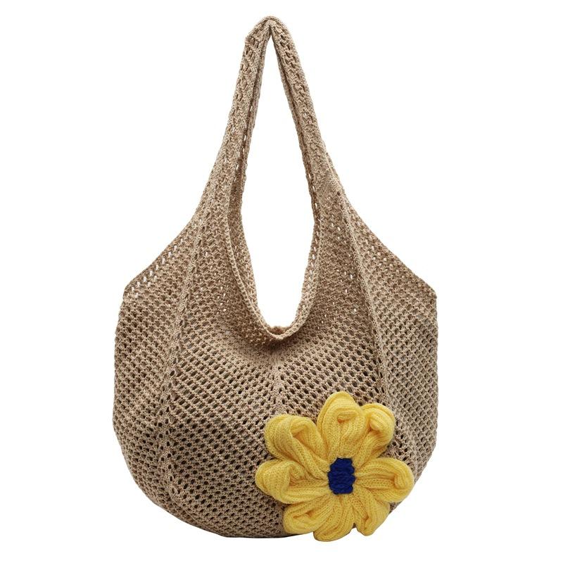 Fashion Versatile Large Capacity Flower Straw Tote Bag Women's 2025 New Holiday Beach Woven Shoulder Bag