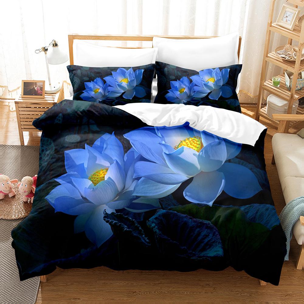 Flowers Bedding Set Colourful Flower Plant Duvet Cover Set King Queen Full Size For Kids Women Girls Polyester Comforter Cover