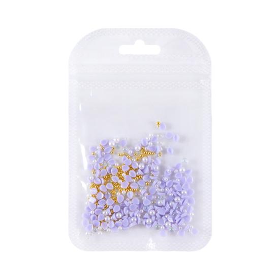 1 Sett Blomsterblad Neglekunst Charms 3D Resin Blomsterblad Gylne Perler DIY Negledesign Smykker Håndverk Manikyrtilbehør