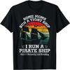 Vintage I Run A Pirate Ship Mom Dad Family Matching Mother T-Shirt