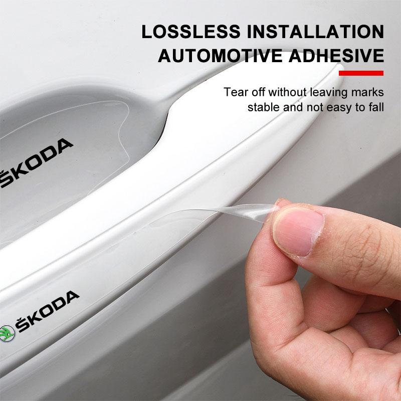 8 buc Autocolant protector transparent pentru mânerul ușii mașinii, tip bol, anti-zgârieturi pentru Skoda SCALA Superb Octavia 2 3 A4 A5 Fabia Kamiq Kapoq Kodiaq Rapid