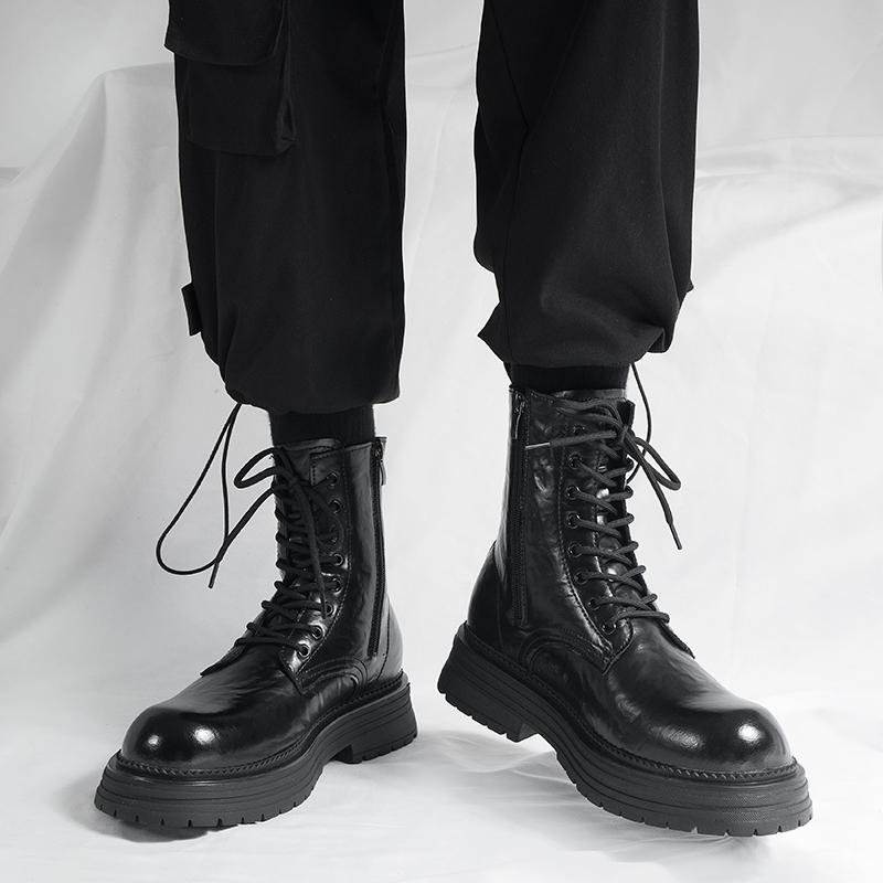 Mode Braun Herbst und Winter High Top Herrenschuhe Klassischer britischer Gentleman-Stil Freizeit Outdoor Party Business Büro Erwachsenenschuhe