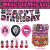 32 stuks Monster High feestartikelen inclusief een banner, taarttoppers, ballonnen