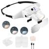 Rechargeable Head-Mounted Magnifier With 6 Lenses(1.0X-4.0X), Magnifying Glass With Integrated Light Featuring 3 Color Options-B