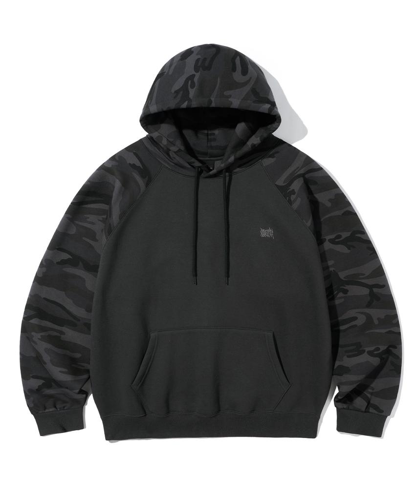 Tag Camo Raglan Hoodie - Black