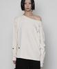 ETRE AU SOMMET One-Shoulder Pocket Button Slit Overfit Long Sleeve (Cream)