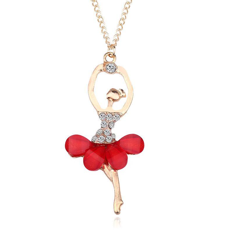 Stunning Fashion Crystal Gold Plated Ballet Dance Girl Angel Dancer Necklace
