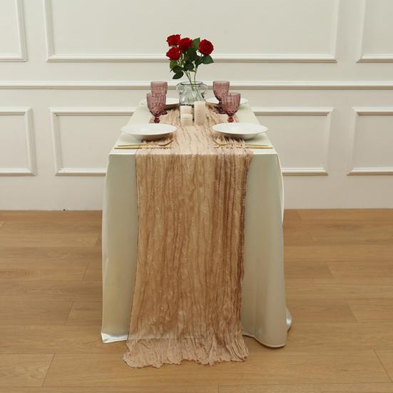 Boho Cheesecloth Table Runner Rustic Wrinkled Table Runner Elegant Table Runner for Wedding Bridal Shower Party Dining Table Decor
