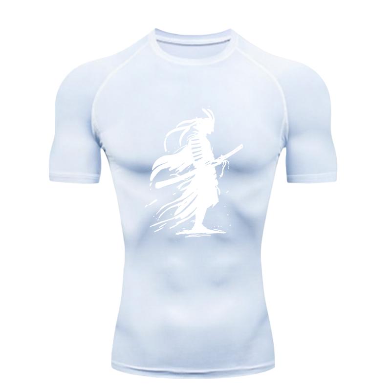 A Samurai Silhouette Men's Sports T-shirt Training Fitness Compression Workout T-Shirt