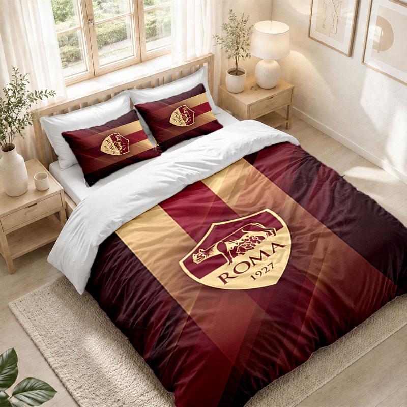 Bettwäsche-Set 1 Bettbezug 2 Kissenbezüge AS Rom Aufdruck Schlafzimmer Heimdekoration