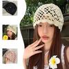 Printemps et Été Fait Main Crochet Tricoté Chapeau de Tête pour Femmes Fin Respirant Creux Chapeau Mode Rétro Niche Chapeau Pull