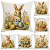 Easter Cartoon Rabbit Easter Egg Pattern Home Ornament Sofa Pillow Cushion Cover Premium Durable Quality Useful