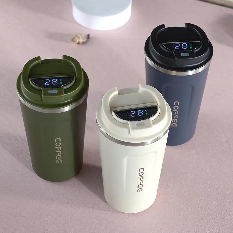 Thermos Coffee Mug Stainless Steel Coffee Cup Temperature Display Vacuum Flask Thermal Tumbler Insulated Water Bottle 380/510ml