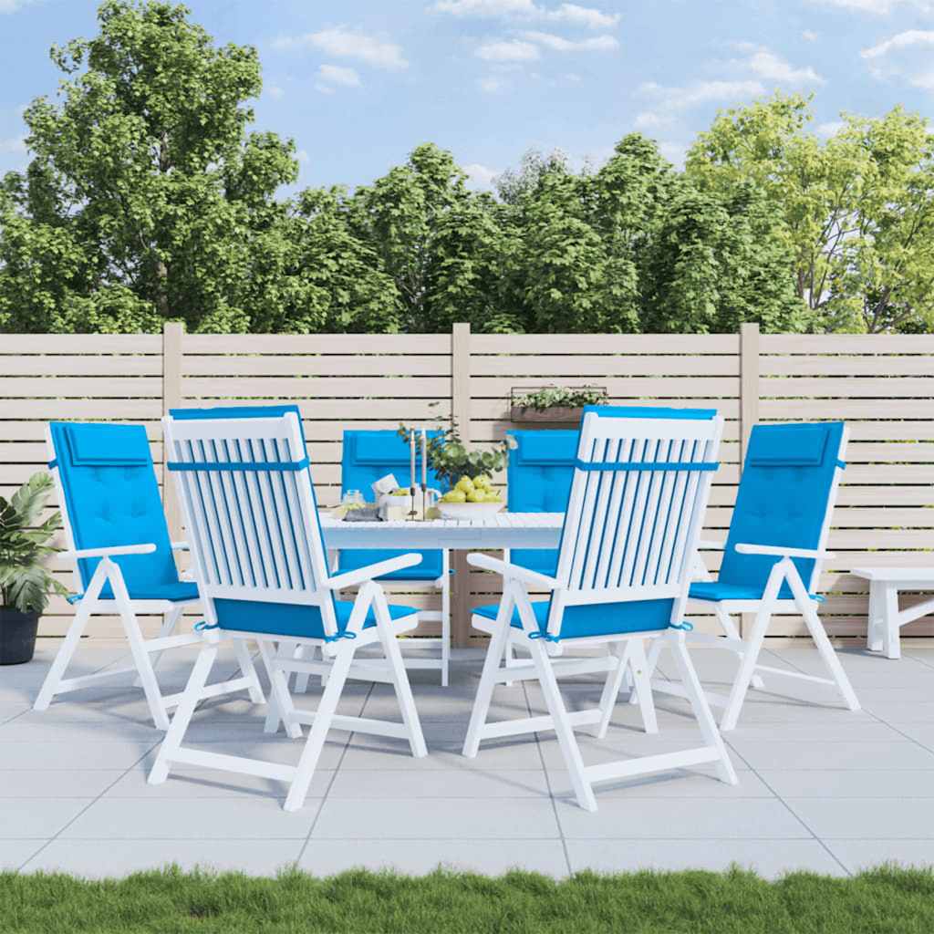 High Back Chair Cushions 6 pcs Light Blue Oxford Fabric