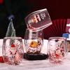4pcs Santa Cartoon Double-Wall Insulated High Borosilicate Glass Set, Reusable Christmas Holiday Gift for Family and Friends