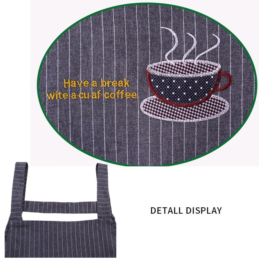 Simple Stripe Kitchen Aprons Sleeveless Cooking Smock Fashionable Coffee House Aprons