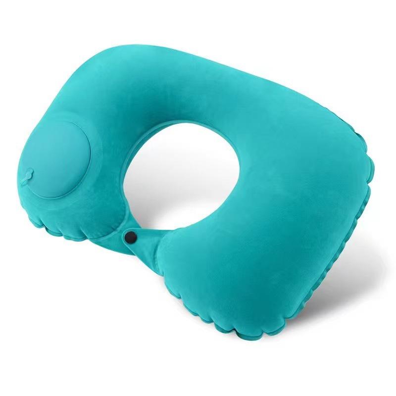 Inflatable U-Shaped Travel Neck Pillow – Portable, Flocked PVC for Camping & Airplane Comfort