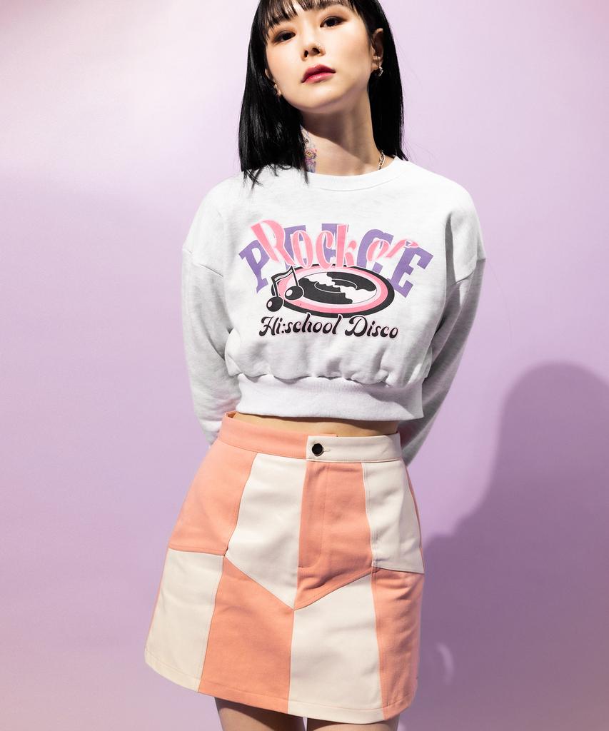 High School Disco Coated Color Block Skirt_Coral