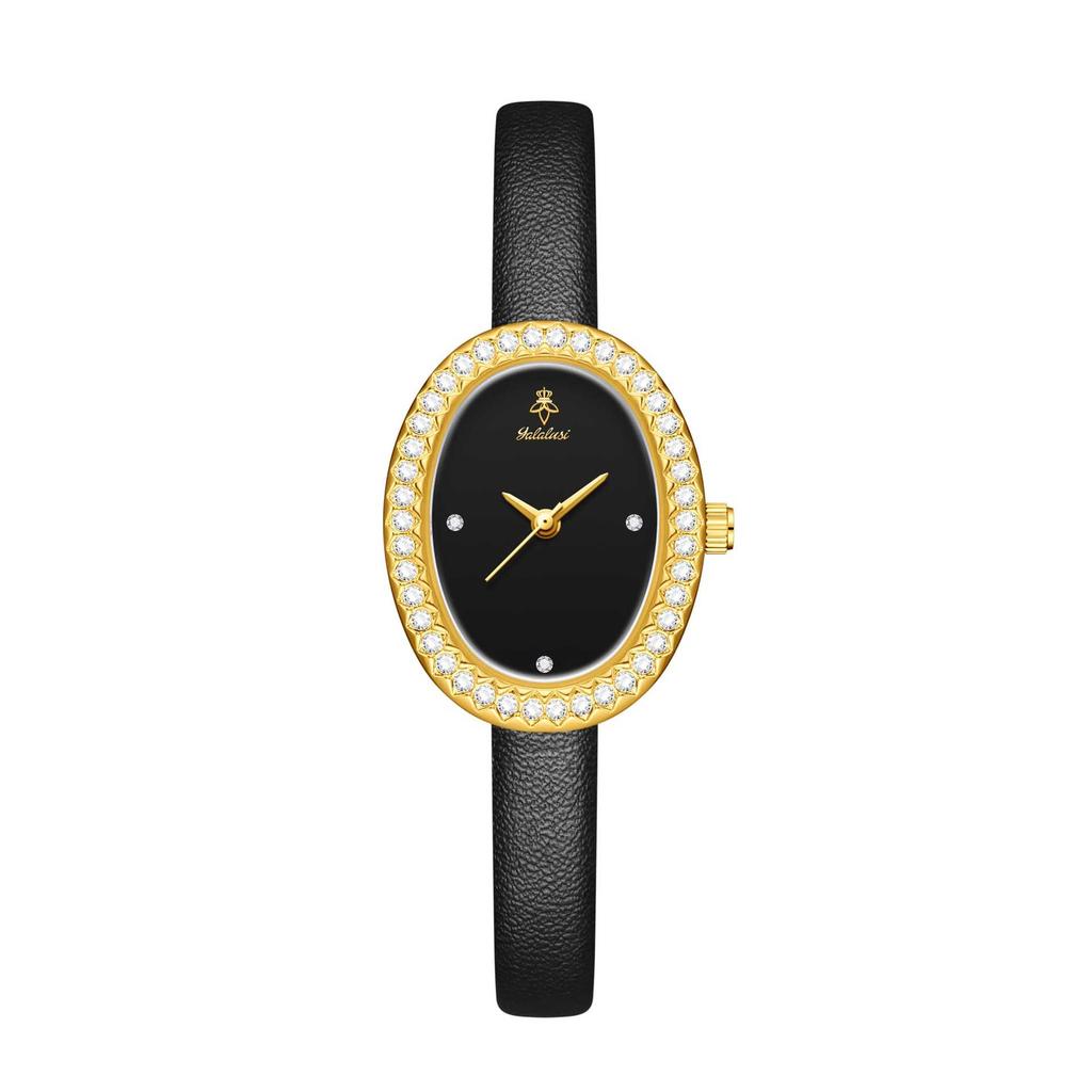 Yalalusi Diamond Watch Ladies Fashion Watch Femininity Small Dial Leather Strap Ladies Watch
