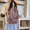 Schoolbag Schoolbag Junior High School Girls Spring and Summer Large-capacity College Students Class Commuting Backpack Women's Striped Versatile 