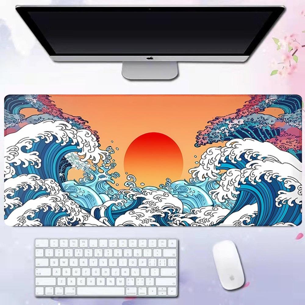 31.5''X11.8'' Large Mouse Pad Sea Wave Design Desk Pad Home Office Accessories Computer Mat