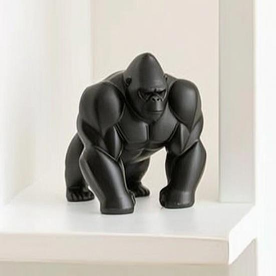 3D Printed Gorilla Sculpture Ornament Minimalist Modern Art Figurine with Detailed Texture Eco-Friendly Decor for Living Room Office Desk