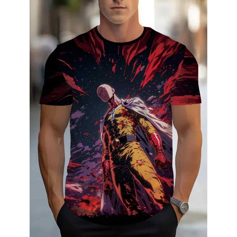 Men's Fashion 3D Printed Men's T-Shirt Round Neck Short Sleeve Trendy Street Wear