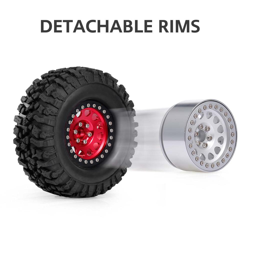 2 SZT. Opony Gumowe RC 2,2 Cala o Wysokiej Przyczepności Aluminiowe Obręcze Beadlock Części do Ulepszenia Kół dla Traxxas Hsp Redcat Rc4wd Axial