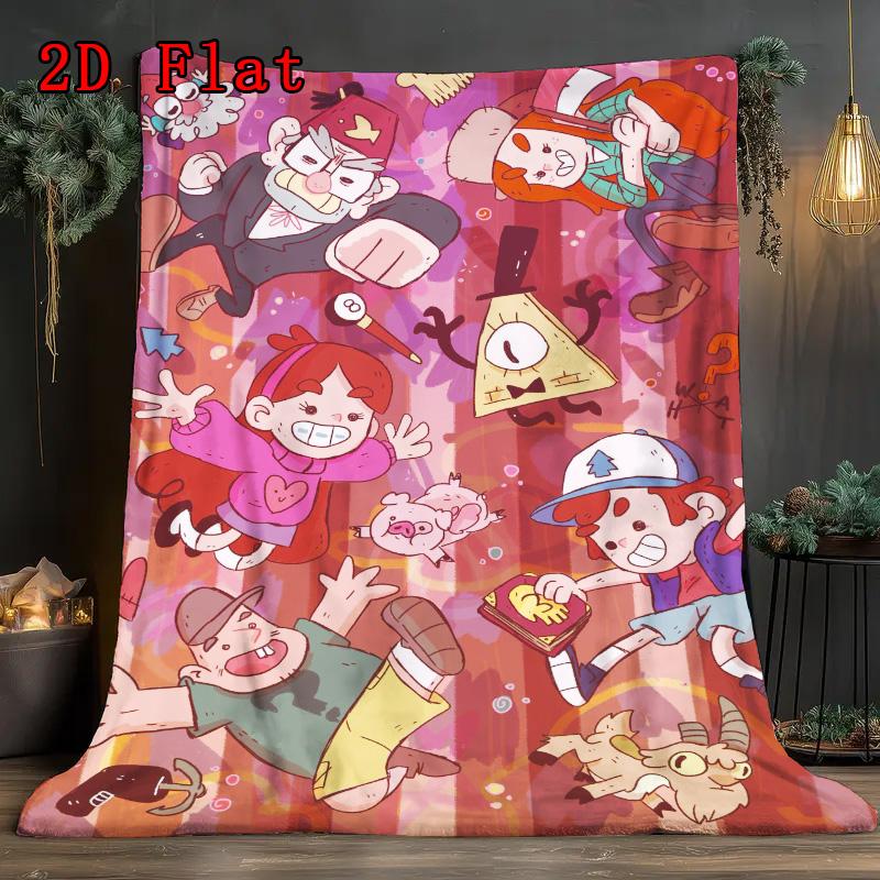 Gravity Falls Cartoon 2D Flat Pattern Flannel Blanket High Quality All Seasons Warmth and Comfort Perfect for Christmas Gifts.P260914583
