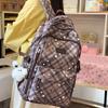 Schultasche Koreanischer Nischen-Rucksack Mittelschule Oberschule Schultasche Mädchen Retro Karomuster Ins-Stil Vielseitiger Pendlerrucksack