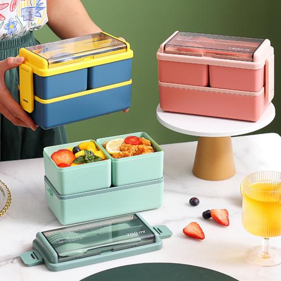 Box na obed Dizajn priehradky Jednoduché prenášanie Dvojvrstvová mikrovlnná rúra Bezpečná v japonskom štýle Bento Box pre študentov