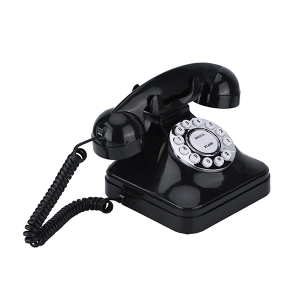WX-3011 Vintage Schwarz Multifunktions-Festnetztelefon aus Kunststoff Retro-Draht
