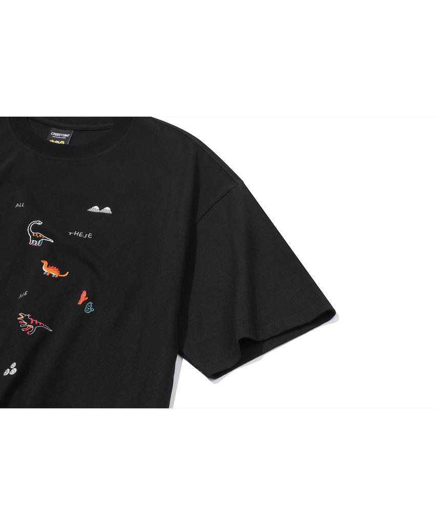 CPGN STUDIO Dino Stitch Embroidered Short Sleeve T-Shirt Black